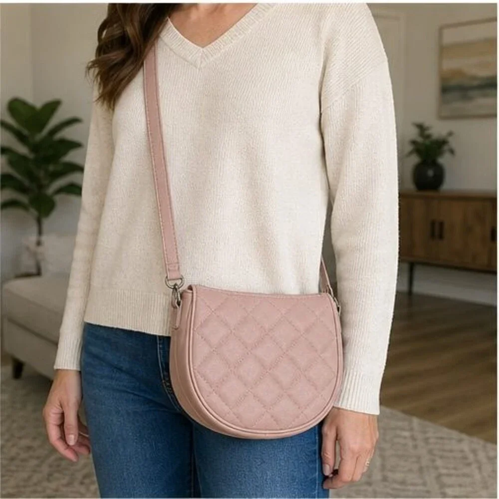 Blush Quilted Crossbody Bag